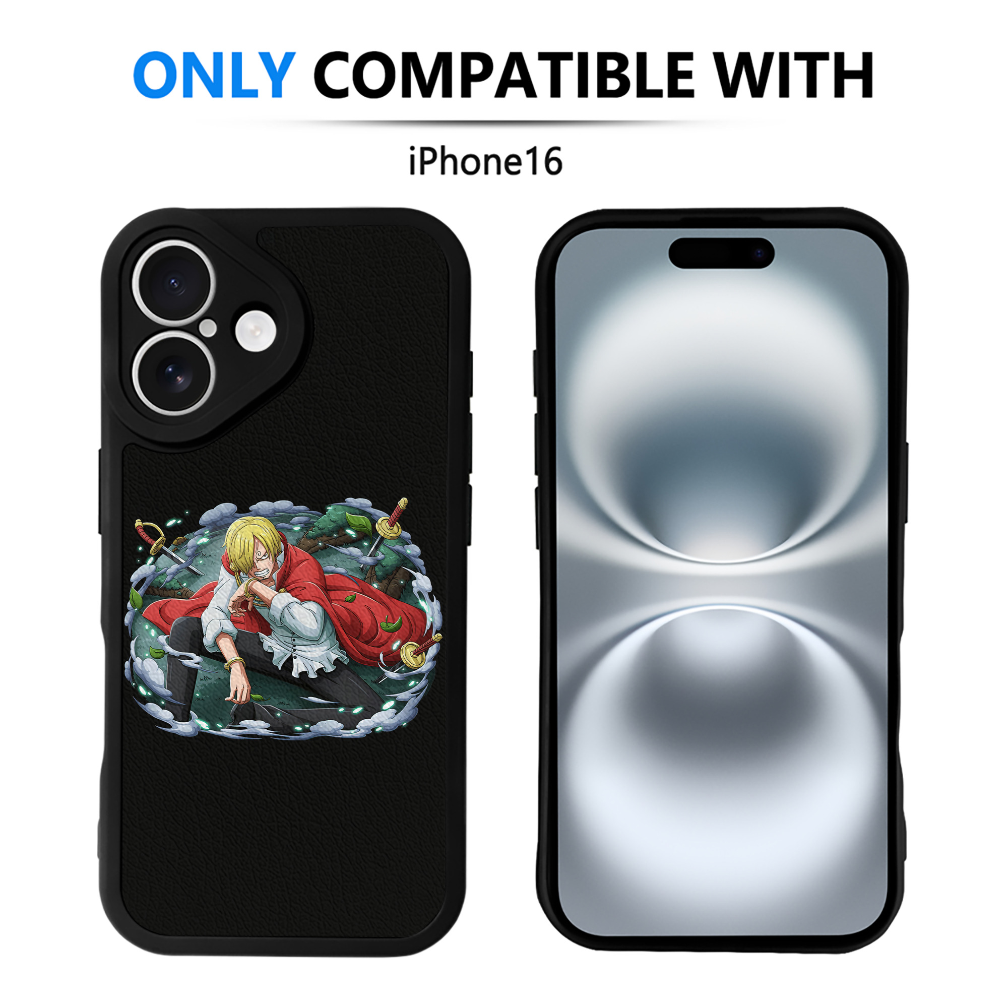 （画像用） ワンピース サンジ ONE PIECE Sanji 【iPhone 16シリーズ対応】シリコンスマホケース（レザー調） 材質：シリコン